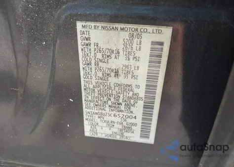 2005 Nissan Xterra S from USA, damaged, VIN 5N1AN08U25C652004